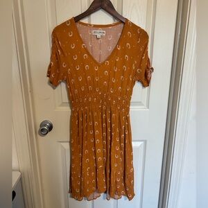 Idyllwind Horseshoe Print dress Smocked Waist Short dress concert festival